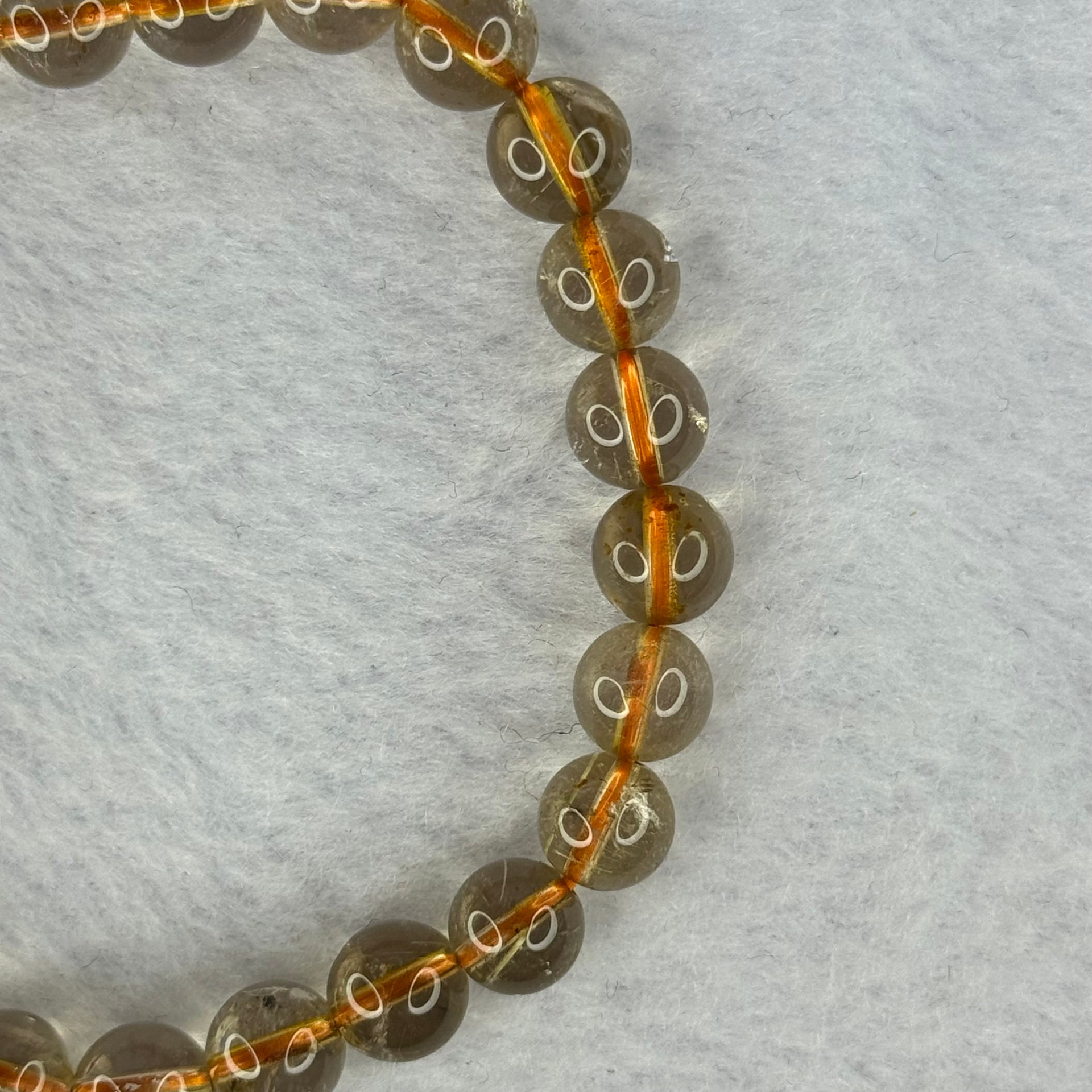 Natural Golden Rutilated Quartz Beads 天然金发水晶手链 15.58g 16cm 7.9mm 25 Beads - Huangs Jadeite and Jewelry Pte Ltd