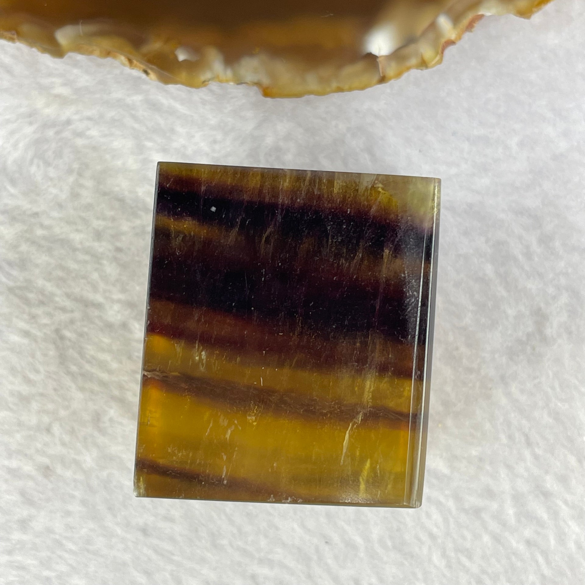 Rare Natural Yellow and Brown Fluorite mini Display 150.65g 38.9 by 33.5 by 37.2mm - Huangs Jadeite and Jewelry Pte Ltd