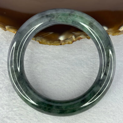 Type A Grey Wuji with Emerald Green Jadeite Bangle Internal Diameter 54.8mm 88.42g 13.5 by 12.0mm (Very Slight Internal Line)