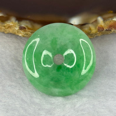Type A Spicy Green Jadeite Ping An Kou Donut Pendant 8.35g 25.2 by 6.8mm - Huangs Jadeite and Jewelry Pte Ltd