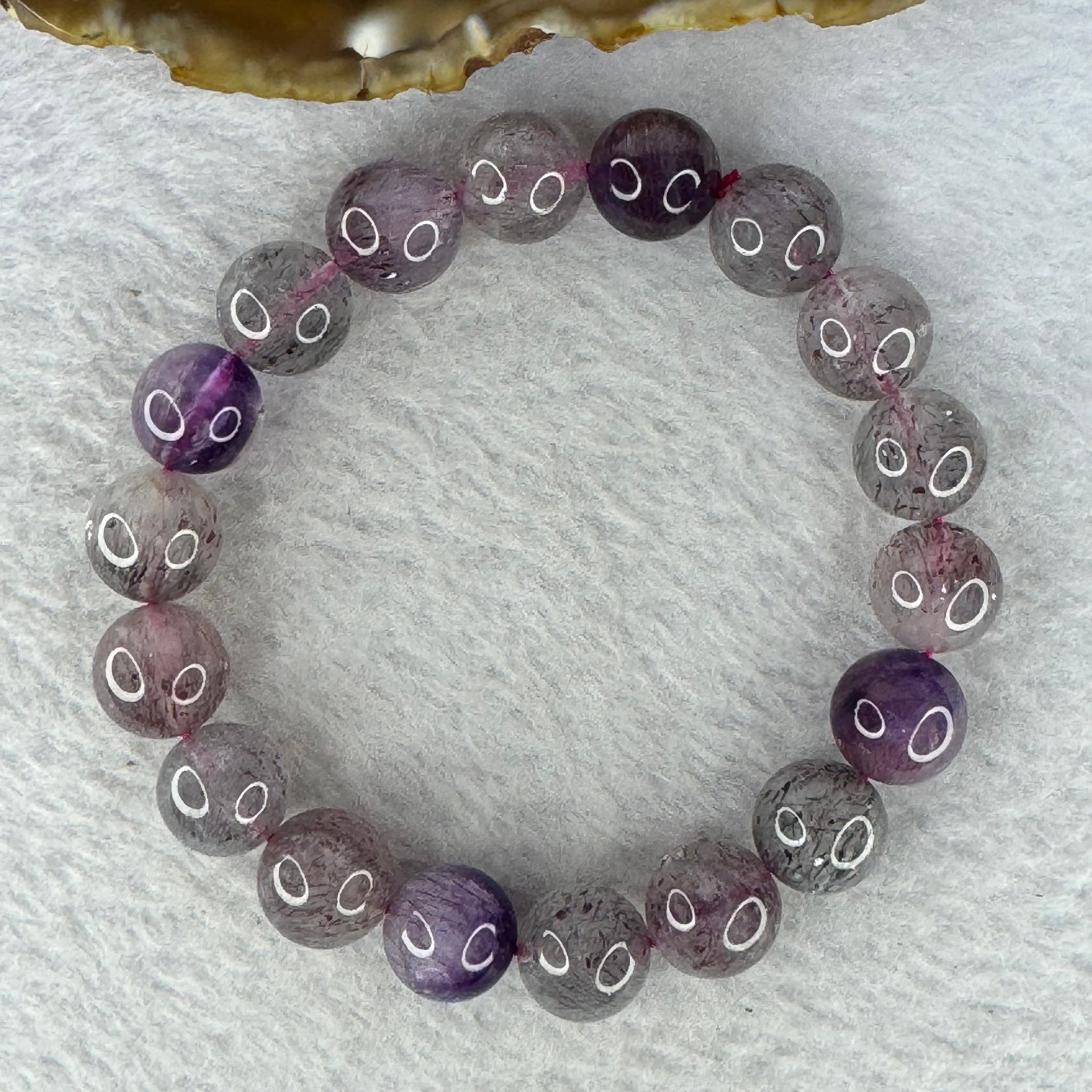 Natural Super 7 Crystal Bracelet 40.13g 11.9 mm 18 Beads - Huangs Jadeite and Jewelry Pte Ltd