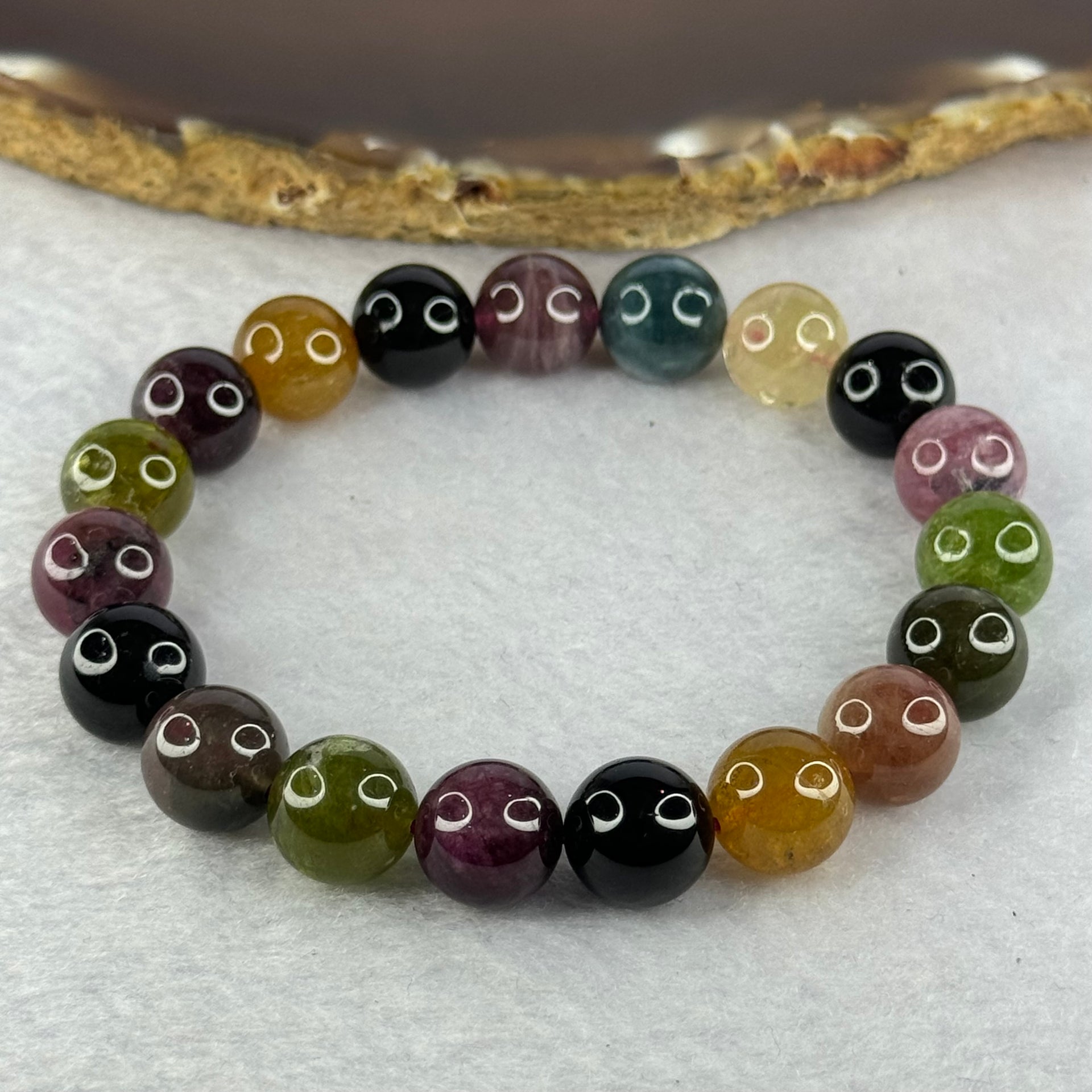 Good Grade Natural Tourmaline Beads Bracelet 好的天然碧玺珠手链 37.02g 17.5cm 10.9mm 19 Beads - Huangs Jadeite and Jewelry Pte Ltd