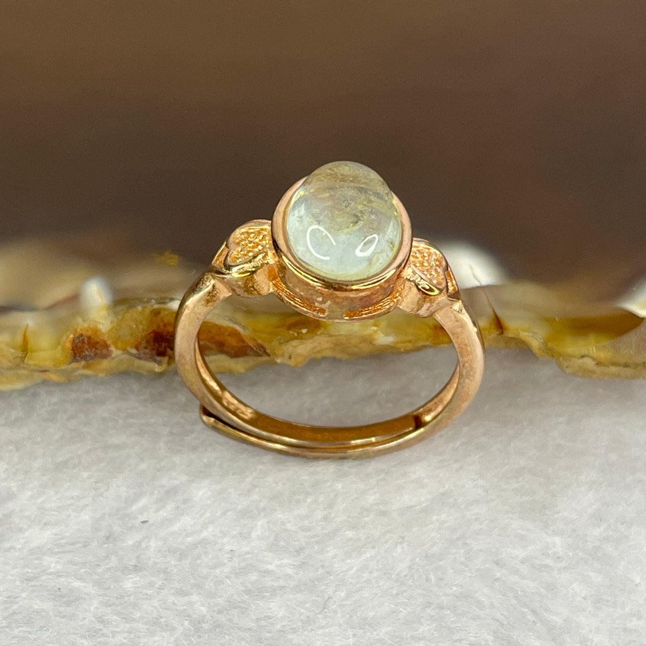 Natural Opal In 925 Sliver in Rose Gold Color Ring 2.46g by 8.6 by 6.5 by 5.0 mm Adjustable Size - Huangs Jadeite and Jewelry Pte Ltd