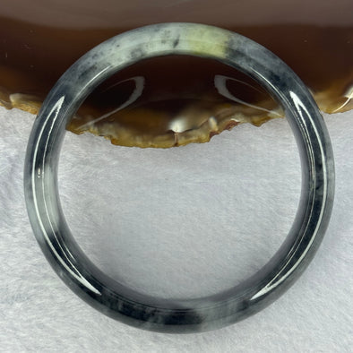 Type A Wuji Black Grey and Yellow Jadeite Bangle 72.74g Internal Diameter 60.5mm 16.4 by 8.1mm (Close to Perfect)