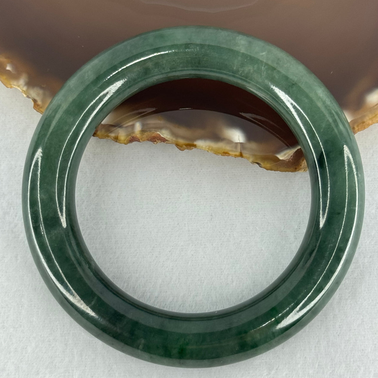 Type A Dark Green with Emerald Green Spots Jadeite Bangle Internal Diameter 55.2mm 87.66g 12.4 by 12.7mm (Slight Internal Lines)