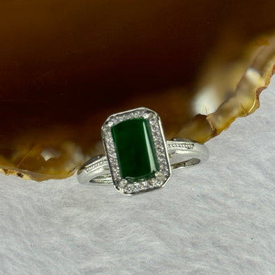 Type A Icy Green Jadeite with Crystals in S925 Sliver Ring (Adjustable Size) 2.66g 9.6 by 6.12g by 2.5mm