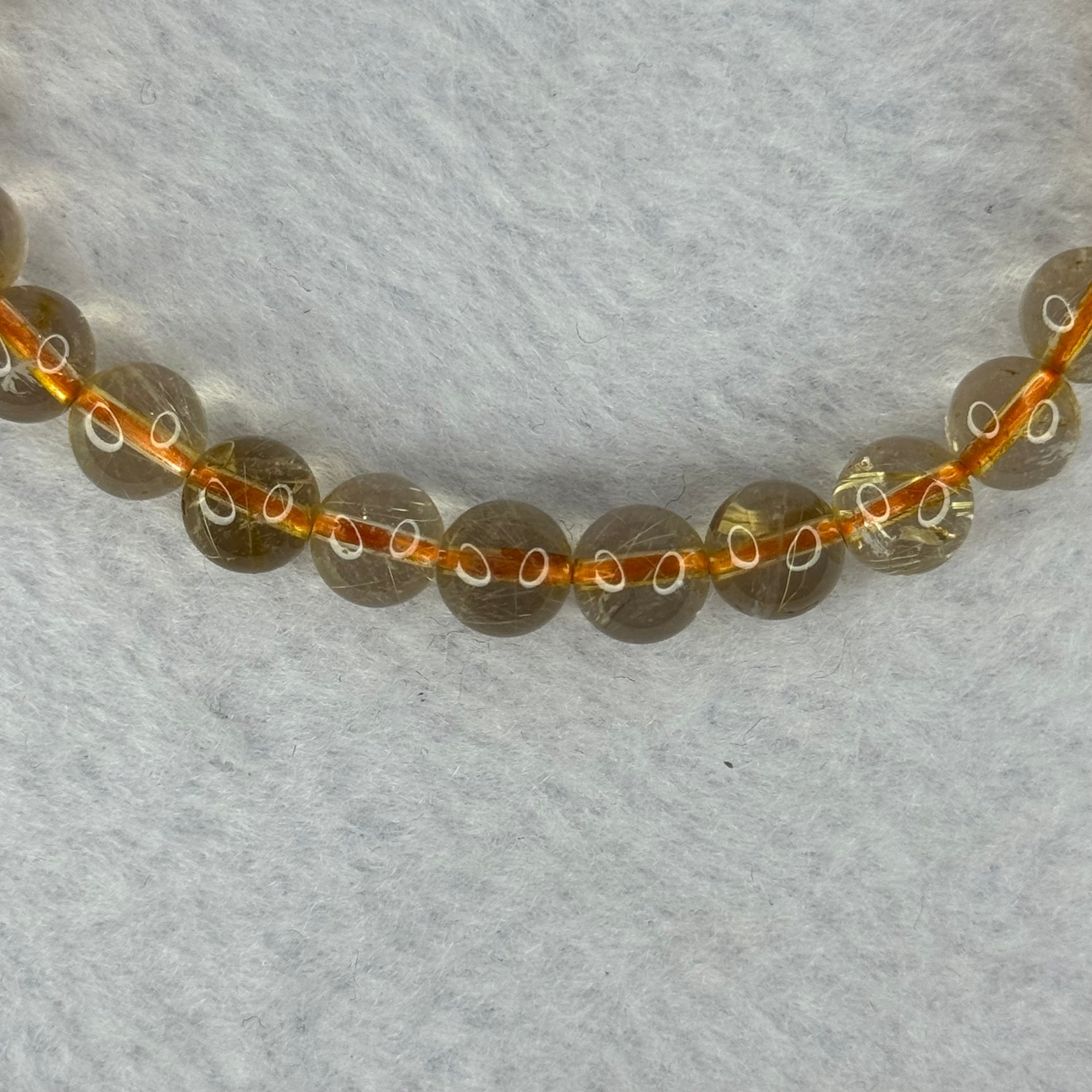 Natural Golden Rutilated Quartz Beads 天然金发水晶手链 13.67g 16cm 7.3mm 27 Beads - Huangs Jadeite and Jewelry Pte Ltd