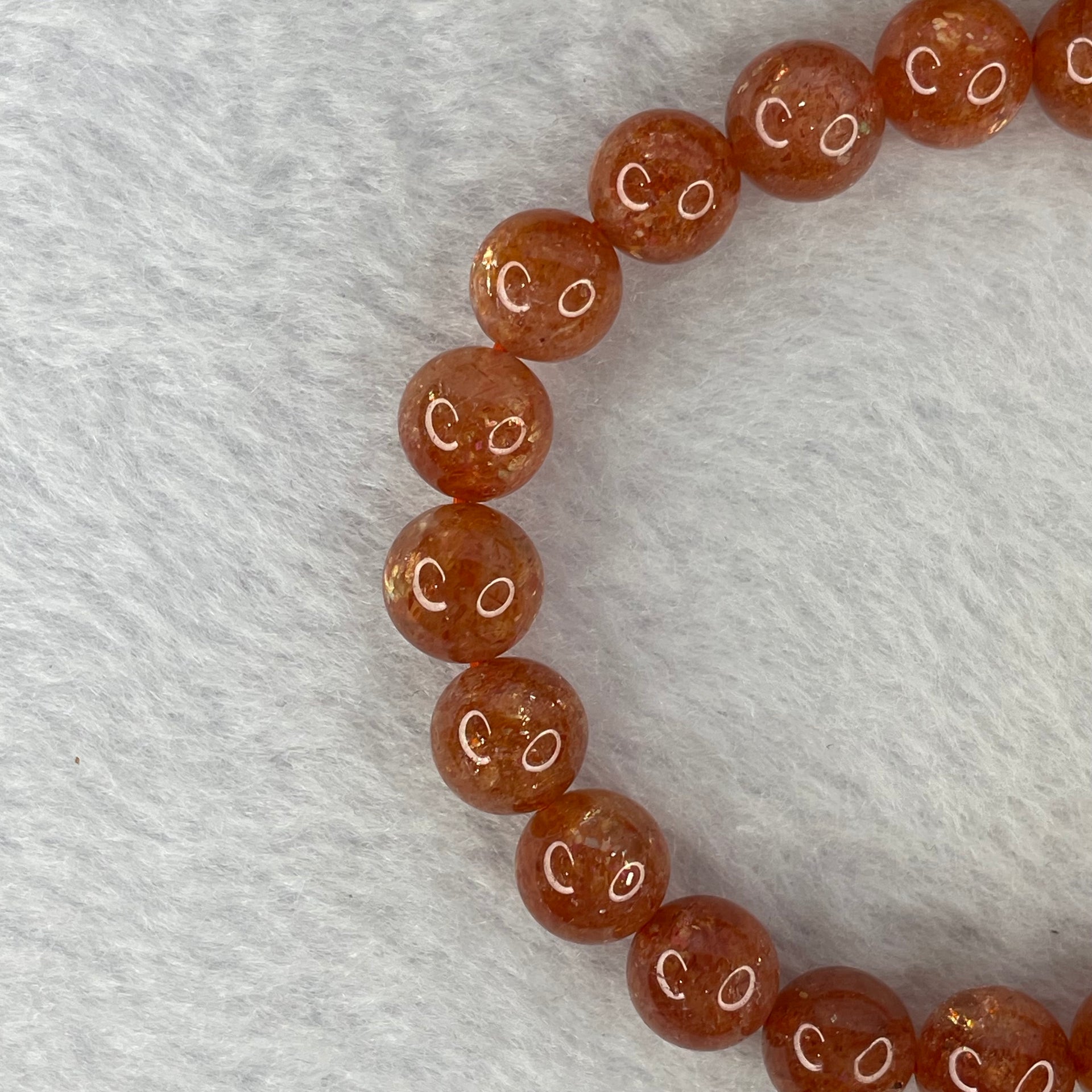 Good Grade Natural Sunstone, Heliolite and Aventurine Feldapar Beads Bracelet 天然金太阳日光石珠手链 19.29g 16cm 9.0mm 22 Beads - Huangs Jadeite and Jewelry Pte Ltd