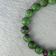 Natural Emerald And Ruby Zoisite Beads Bracelet 40.94g 18cm 10.7mm 20 Beads - Huangs Jadeite and Jewelry Pte Ltd