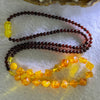 Natural Orange Yellow with Blood Red Amber Necklace 7.57g 8.5 by 7.1 by 6.2mm 17pcs