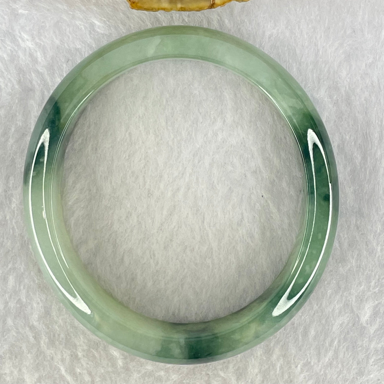 Type A Jelly Green and Dark Green Piao Hua Jadeite Bangle Internal Diameter 55.3mm 45.88g 13.4 by 7.2mm (Very Slight Internal Lines)