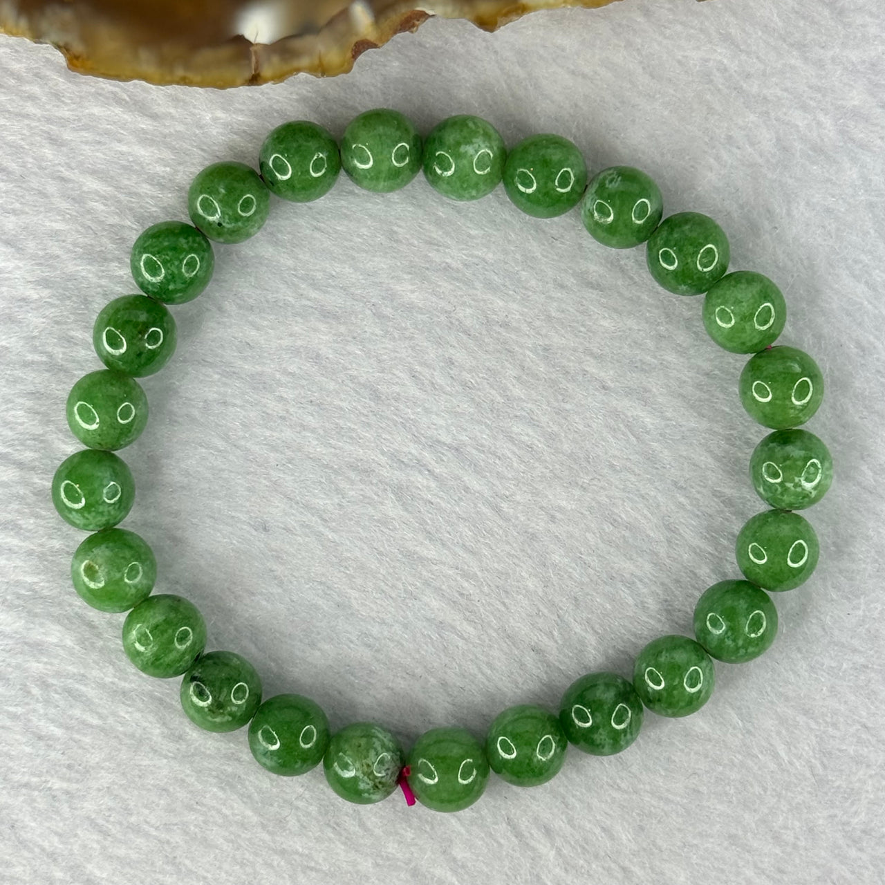 Natural Emerald And Ruby Zoisite Beads Bracelet 18.43g 16cm 7.7mm 25 Beads - Huangs Jadeite and Jewelry Pte Ltd