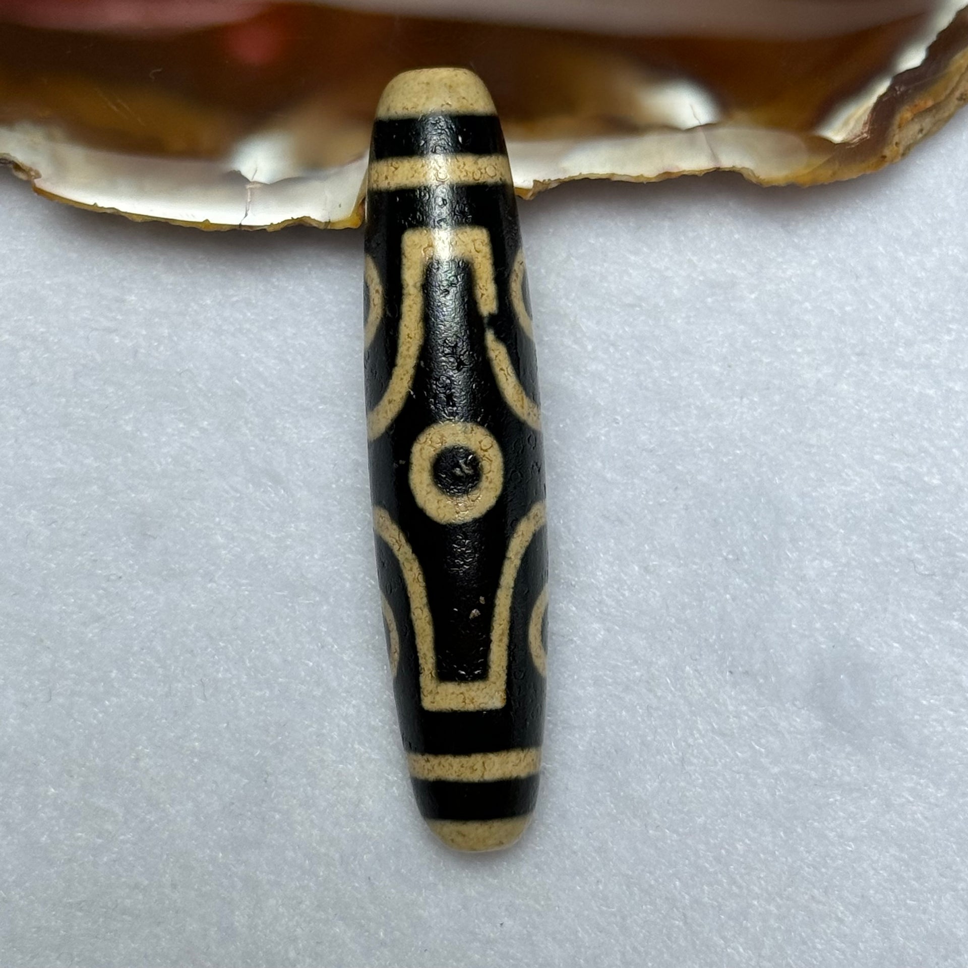 Natural Powerful Tibetan Old Oily Agate 6 Eyes Dzi Bead Heavenly Master (Tian Zhu) 六眼天诛 15.07g 58.5 by 13.1 mm - Huangs Jadeite and Jewelry Pte Ltd