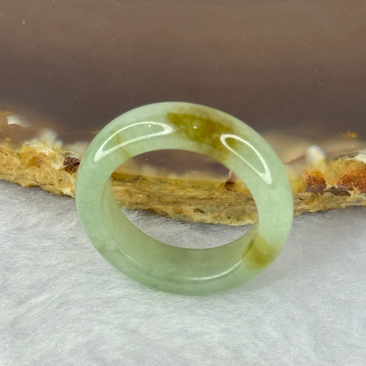 Type A Green with Brown Patches Jadeite Ring 4.17g 6.3 by 3.7mm US7 HK15.5