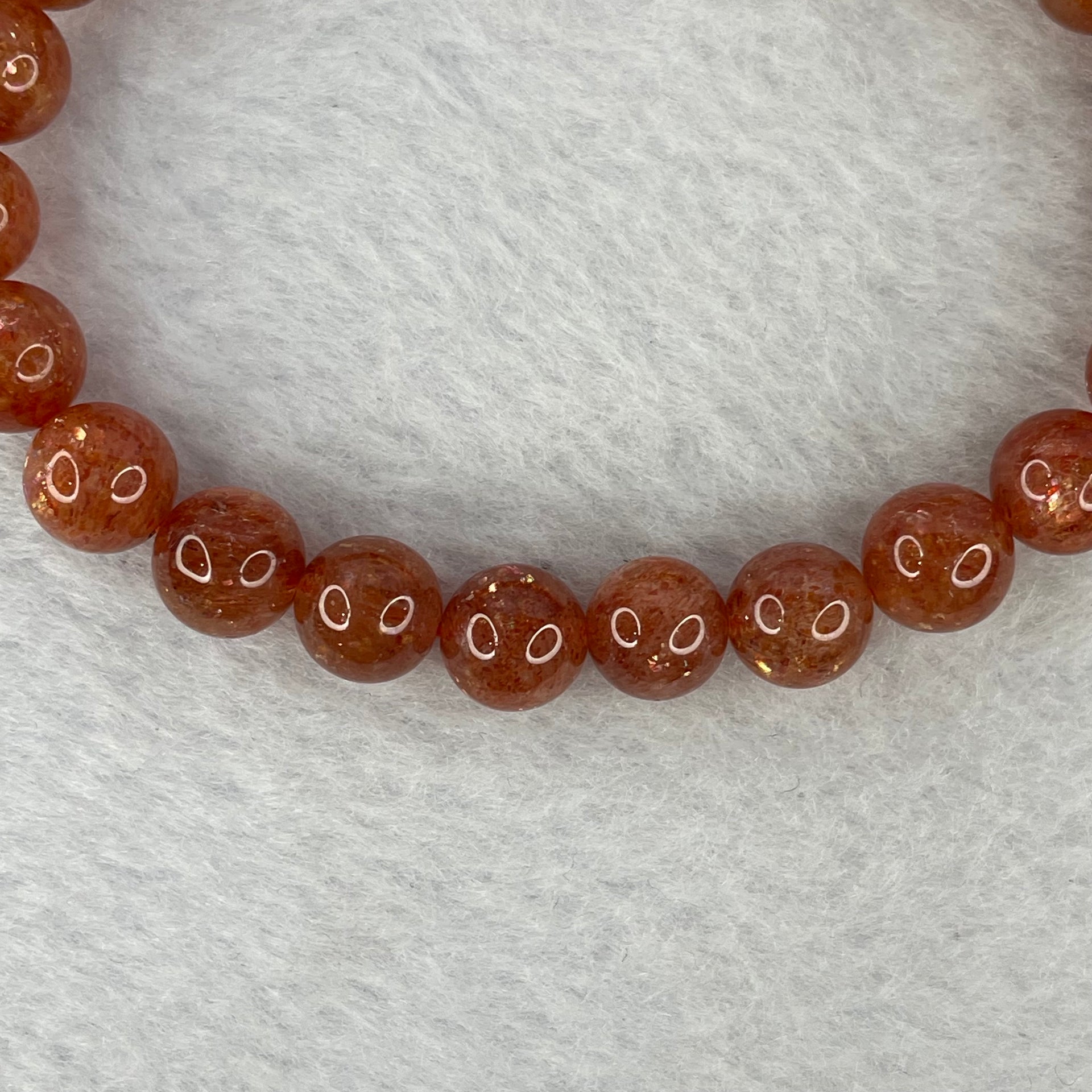 Good Grade Natural Sunstone, Heliolite and Aventurine Feldapar Beads Bracelet 天然金太阳日光石珠手链 17.14g 15.5 cm 8.4 mm 23 Beads - Huangs Jadeite and Jewelry Pte Ltd