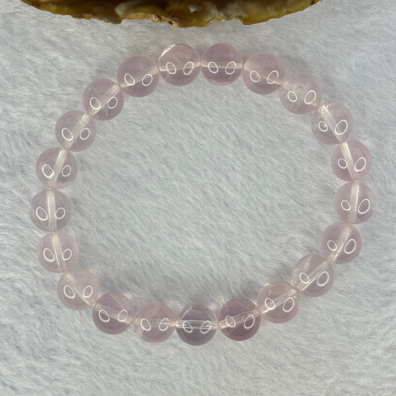 Natural Rose Quartz Beads Bracelet 天然玫瑰石英珠手链 26.62g 17.5cm 9.9mm 21 Beads