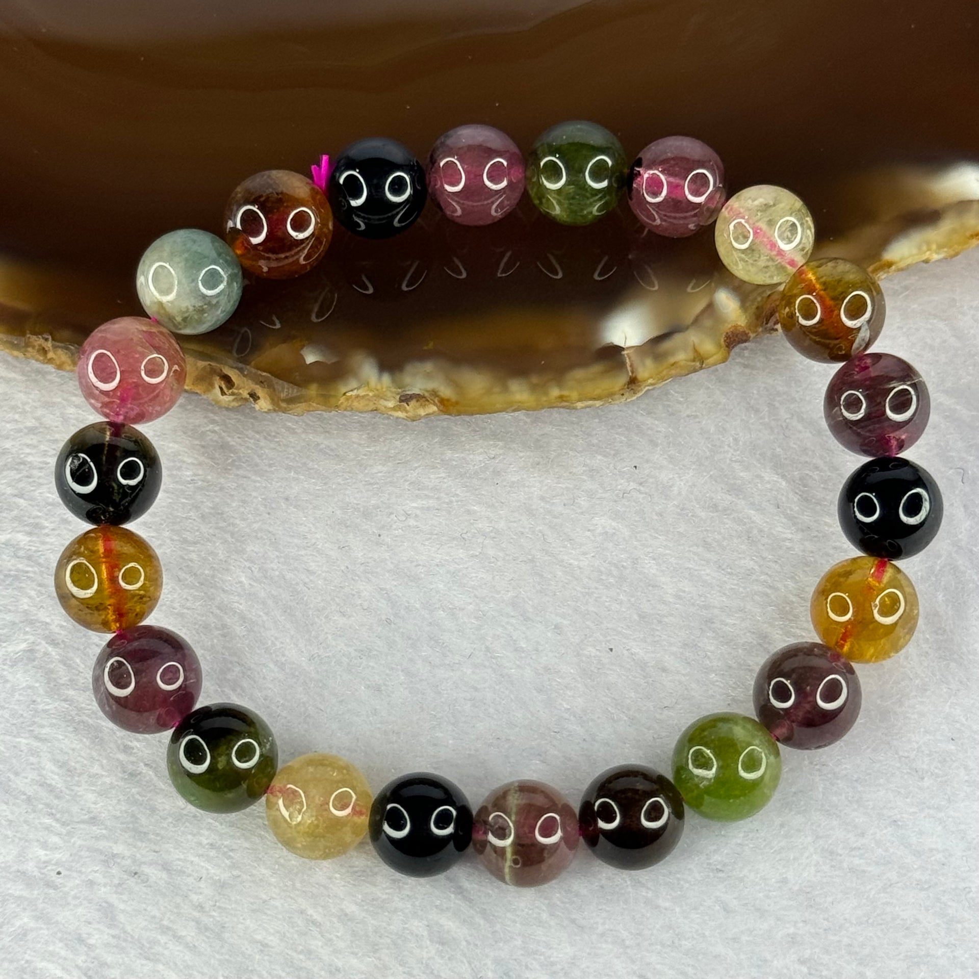 Good Grade Natural Tourmaline Beads Bracelet 好的天然碧玺珠手链 23.15g 16cm 9.0mm 22 Beads - Huangs Jadeite and Jewelry Pte Ltd