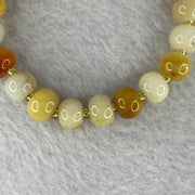 Natural Orange Red Yellow Aventurine Bracelet 27.37g 16cm 10.3mm 20 Beads - Huangs Jadeite and Jewelry Pte Ltd