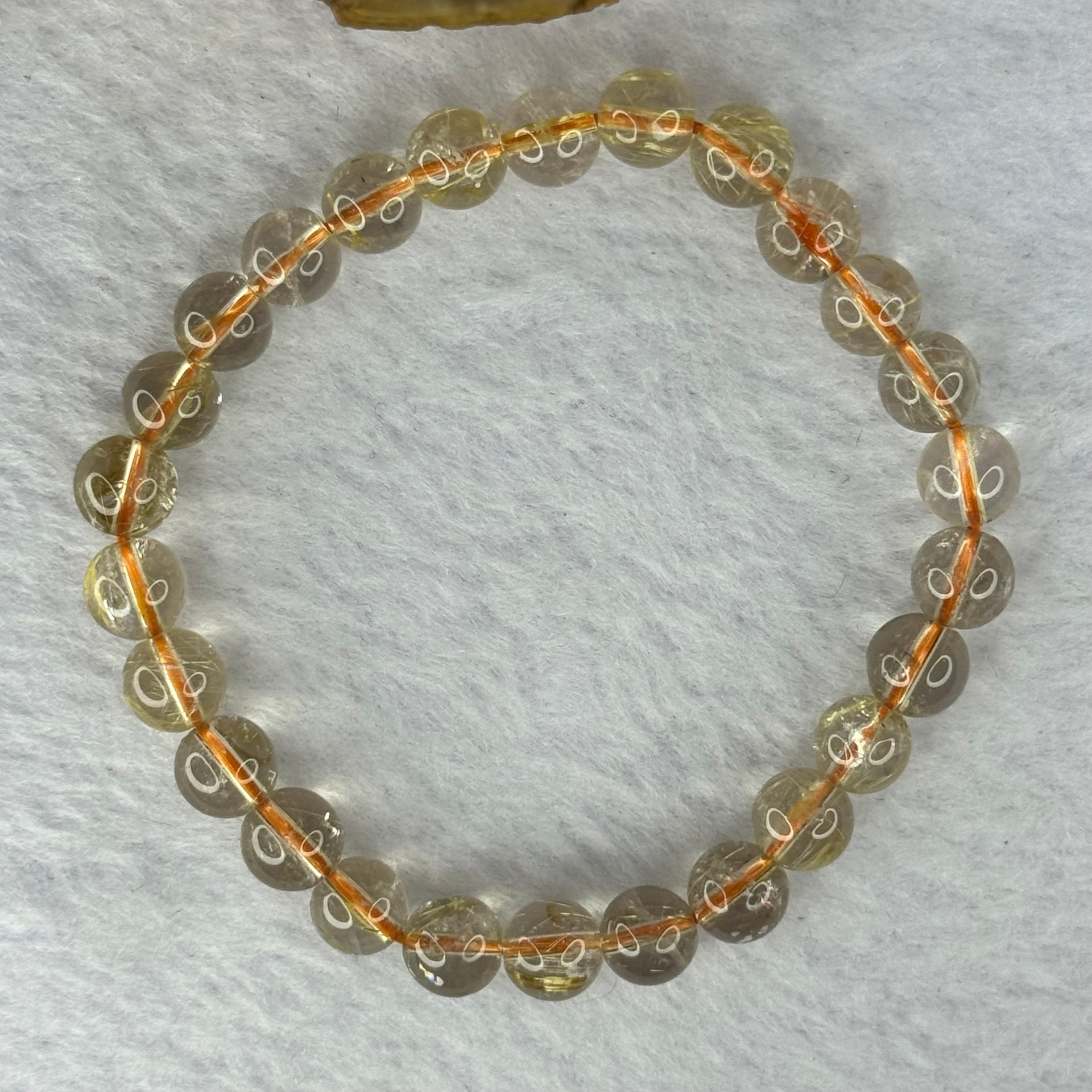 Natural Golden Rutilated Quartz Beads 天然金发水晶手链 13.06g 7.5cm 7.4mm 26 Beads - Huangs Jadeite and Jewelry Pte Ltd