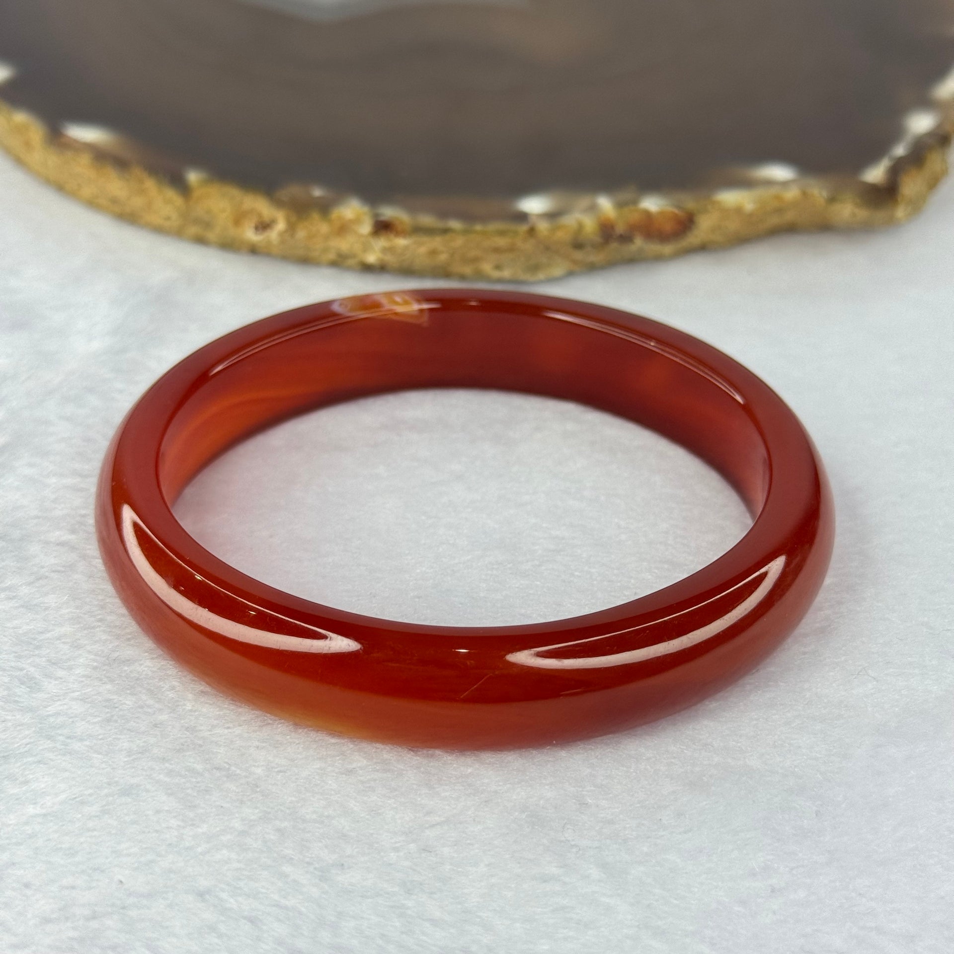 Natural Red Agate Bangle 天然红玛瑙手镯 40.39g 12.6 by 8.0mm Inner Diameter 61.8mm - Huangs Jadeite and Jewelry Pte Ltd