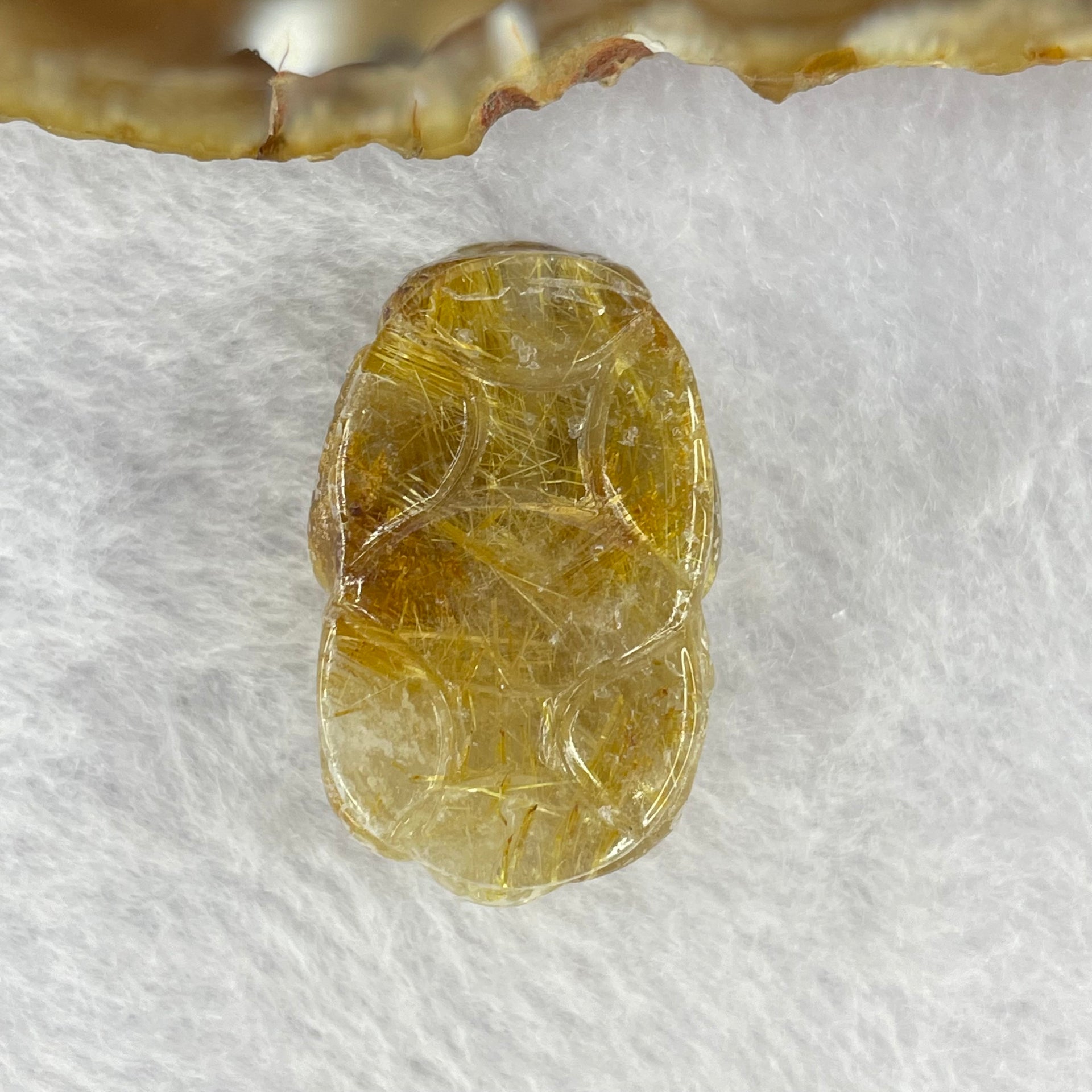 Above Average Grade Natural Golden Rutilated Quartz Pixiu Charm for Bracelet 天然金发水晶貔貅 11.01g 29.2 by 17.8 by 12.4mm - Huangs Jadeite and Jewelry Pte Ltd