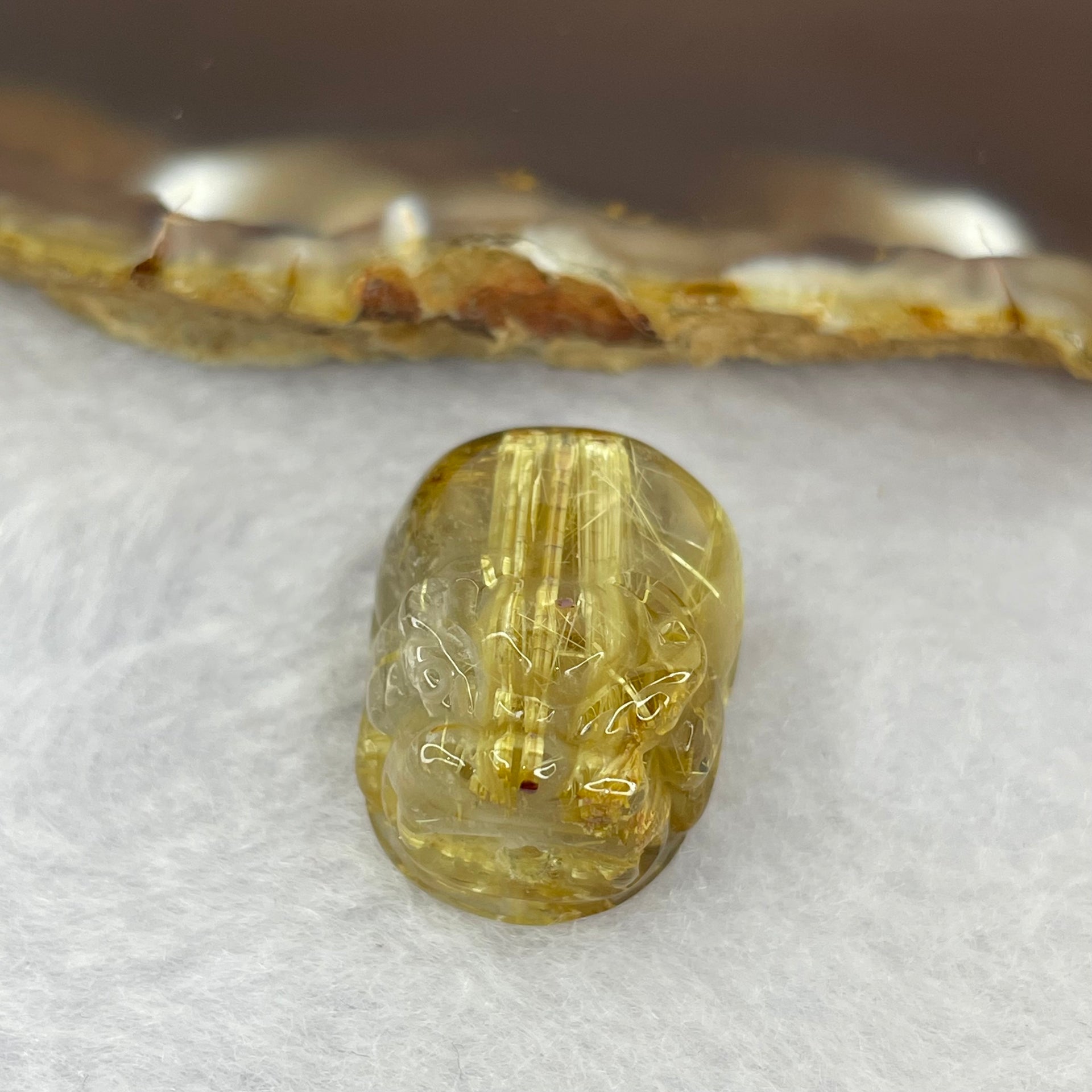 Good Grade Natural Golden Shun Fa Rutilated Quartz Pixiu Charm for Bracelet 天然金顺发水晶貔貅 6.38g 20.1 by 15.3 by 11.9mm - Huangs Jadeite and Jewelry Pte Ltd