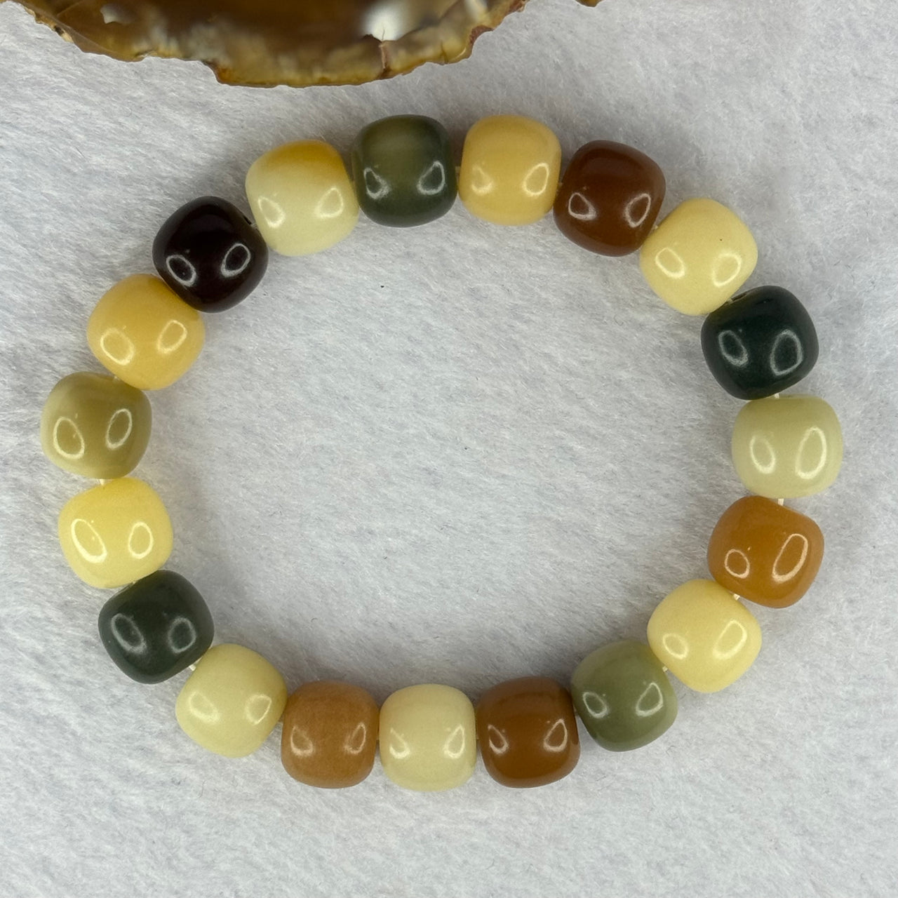 Natural Mixed Color Bodhi Beads Bracelet 19.87g 17cm 11.3mm 19 Beads - Huangs Jadeite and Jewelry Pte Ltd