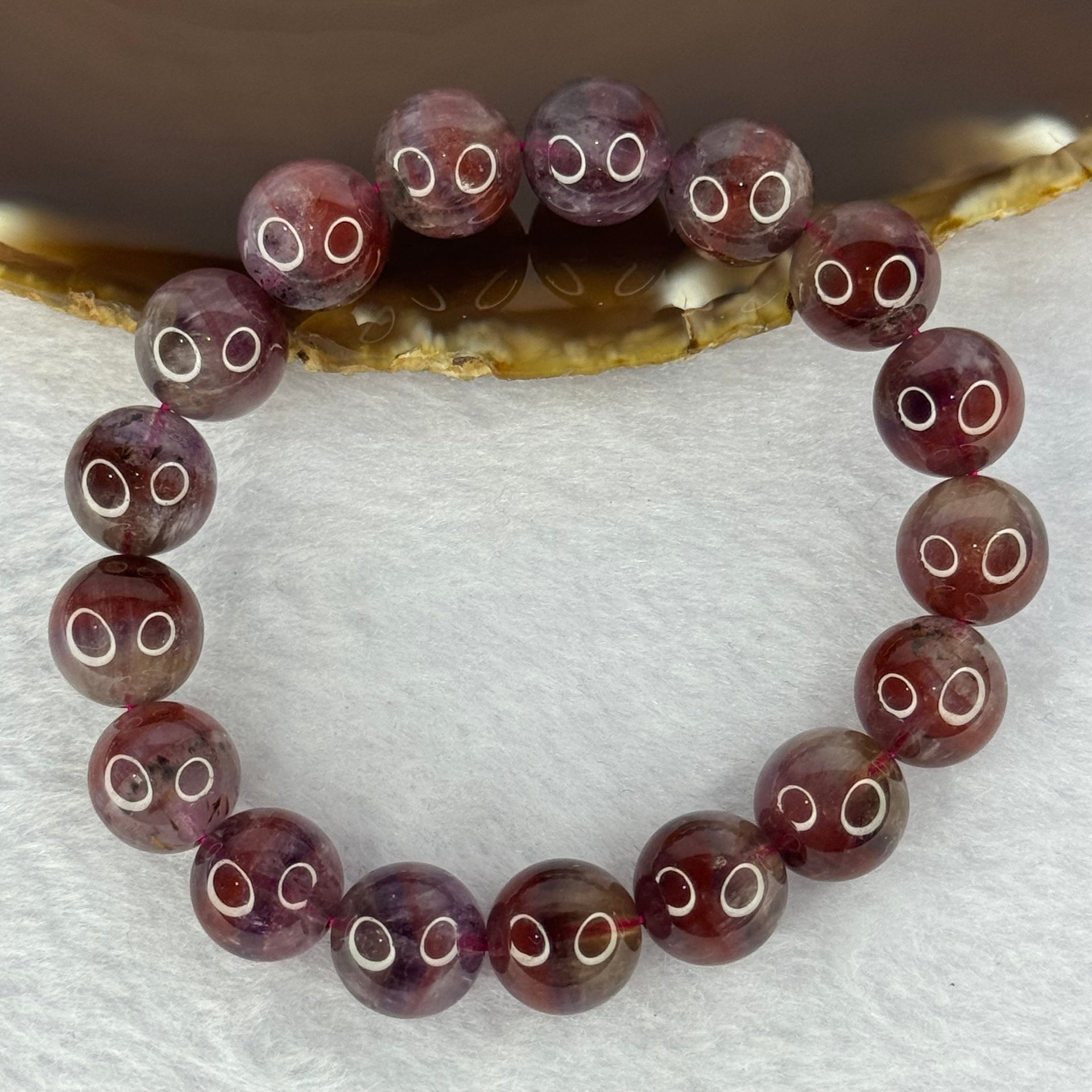 Above Average Natural Auralite 23 Bracelet 天然激光23手链 41.88g 17.5cm 12.3mm 17 Beads - Huangs Jadeite and Jewelry Pte Ltd