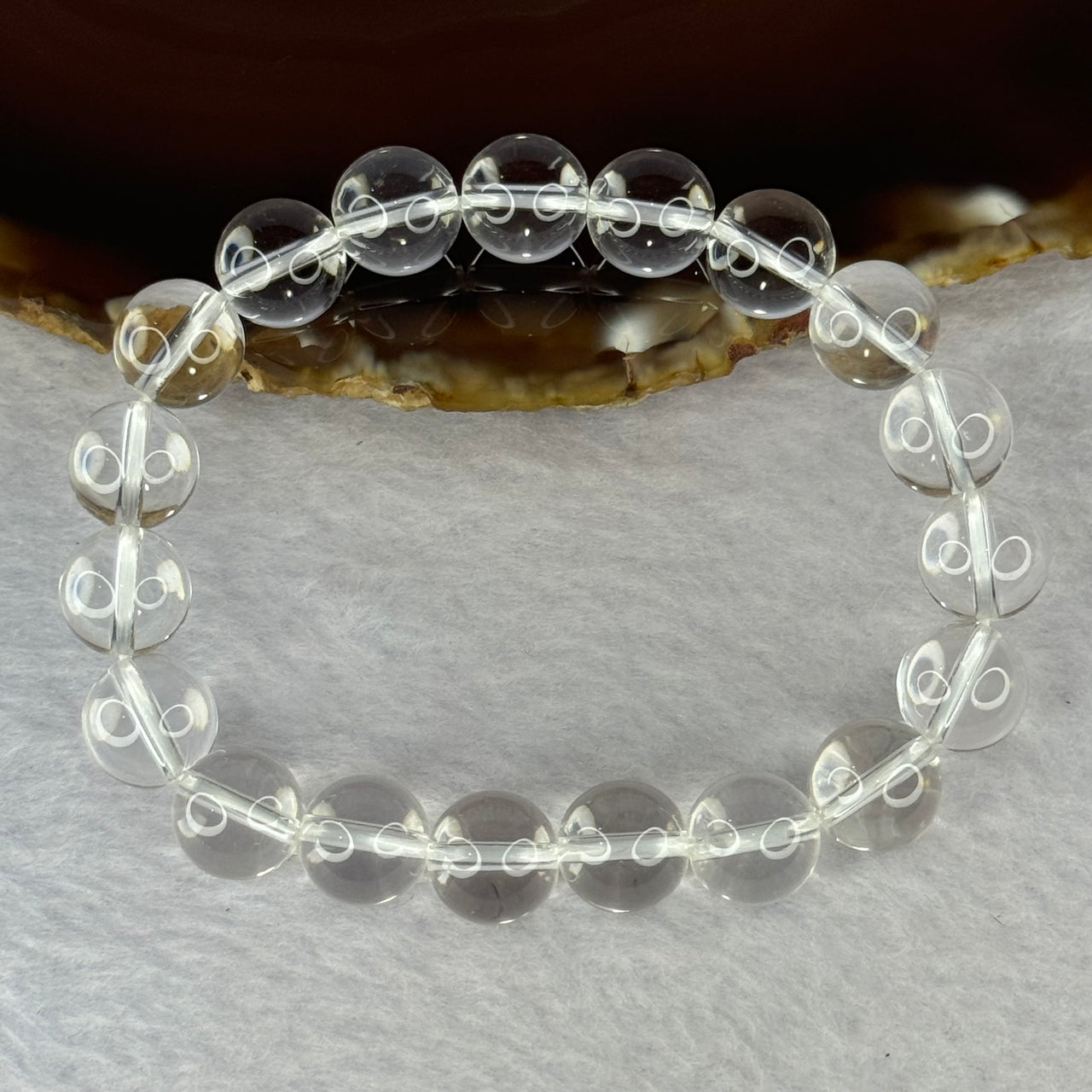 Natural Clear Quartz Bracelet 天然白水晶手链 30.79g 17cm 10.6mm 19 Beads