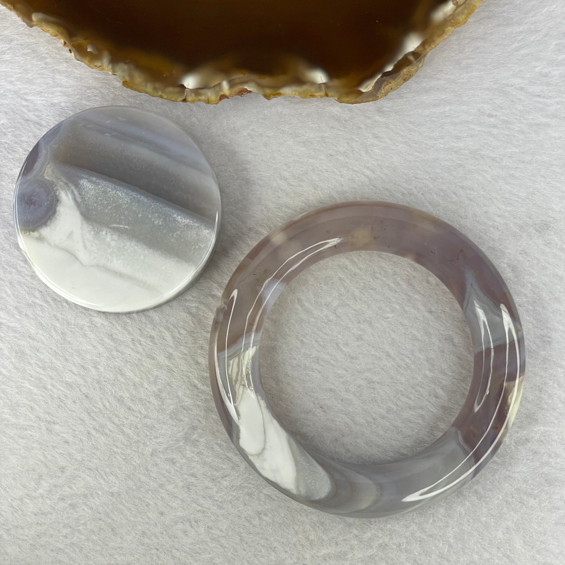 Natural Flower Agate Bangle Set 153.26g 13.0 by 13.0 mm Internal Diameter 54.7 mm - Huangs Jadeite and Jewelry Pte Ltd