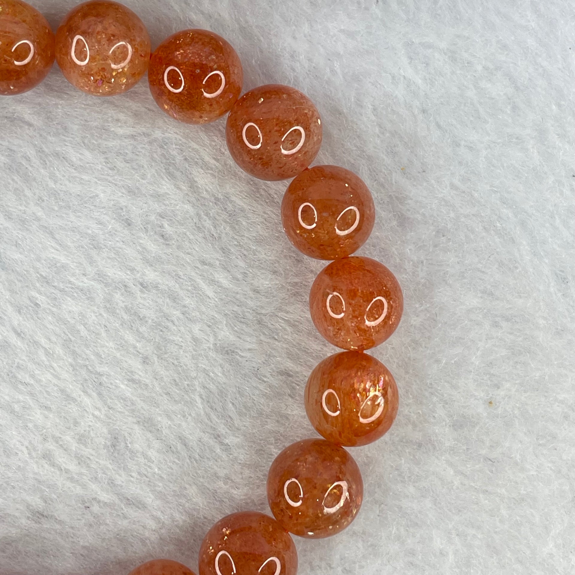 Good Grade Natural Sunstone, Heliolite and Aventurine Feldapar Beads Bracelet 天然金太阳日光石珠手链 24.39g 16cm 9.8 mm 20 Beads - Huangs Jadeite and Jewelry Pte Ltd