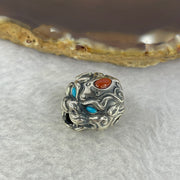 925 Sliver Pixiu with Turquoise Eyes and Red Nan Hong Agate Bracelet Charm 7.50g 16.5 by 16.7 by 12.0 mm - Huangs Jadeite and Jewelry Pte Ltd