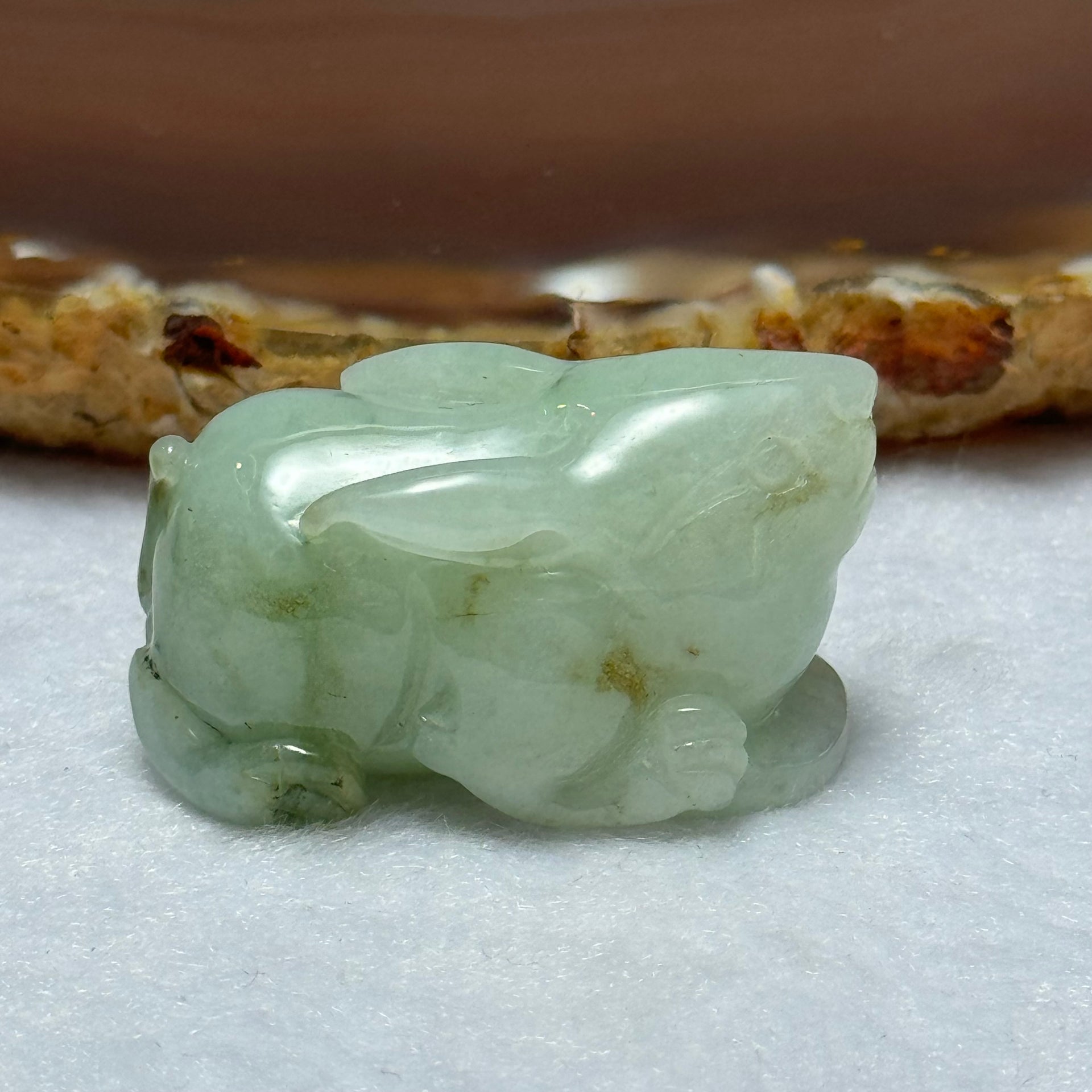 Type A Green Piao Hua Jadeite Rabbit Pendant 21.86g 31.7 by 19.0 by 19.3mm - Huangs Jadeite and Jewelry Pte Ltd