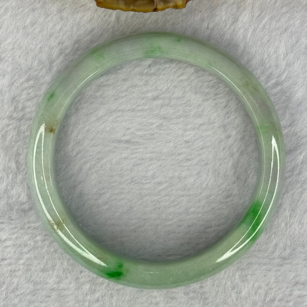 Type A Light Green with Bright Green Patches and Lavender Jadeite Bangle 54.16g Internal Diameter 58.4mm 12.6 by 7.9mm (Very Slight External Rough)