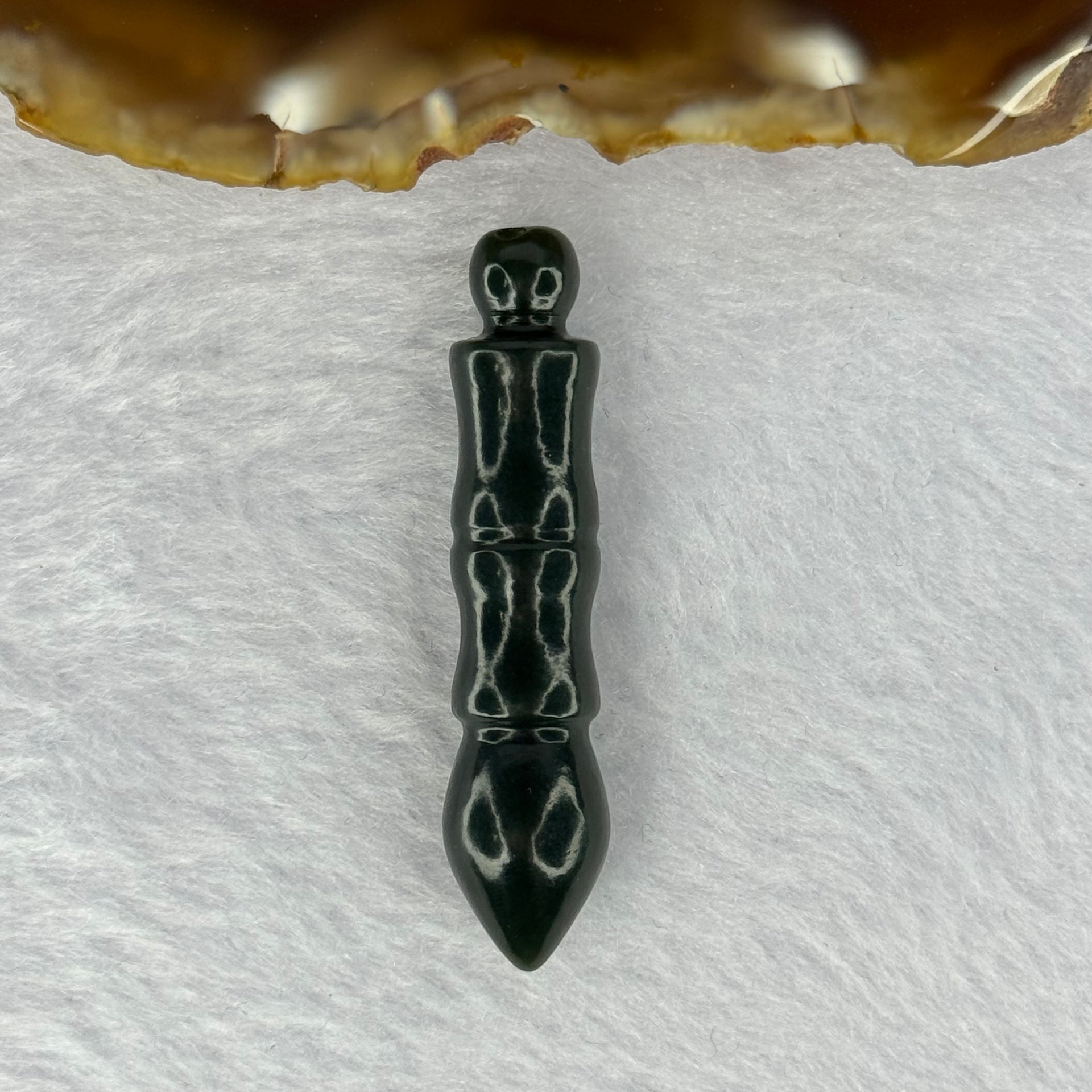 Natural Dark Green Nephrite Calligraphy Brush Pendent for Academic Success 和田玉毛笔牌 8.86g 47.6 by 10.5mm - Huangs Jadeite and Jewelry Pte Ltd