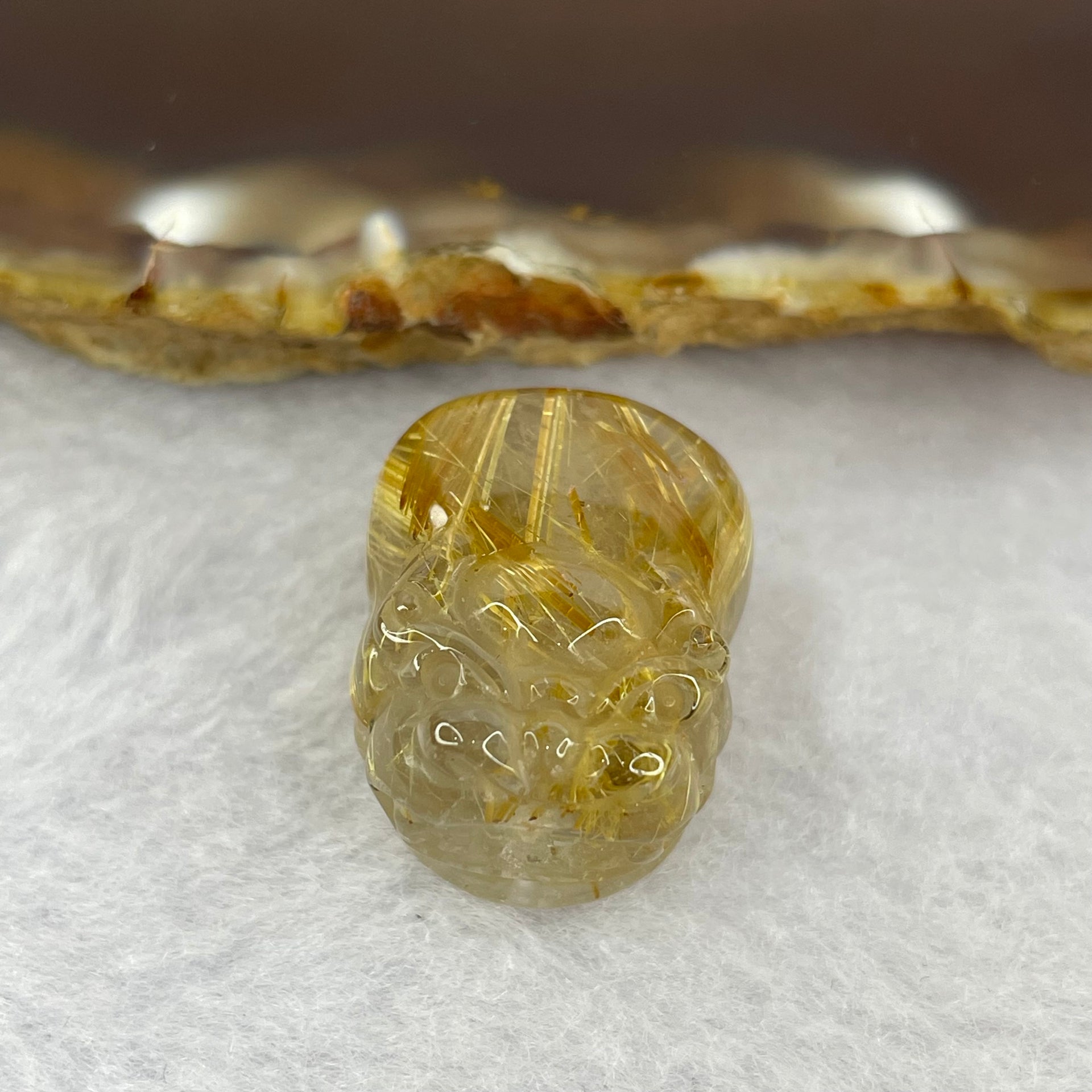 Good Grade Natural Golden Shun Fa Rutilated Quartz Pixiu Charm for Bracelet 天然金顺发水晶貔貅 8.63g 22.3 by 16.5 by 13.3mm - Huangs Jadeite and Jewelry Pte Ltd