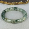 Transparent Colourless with Dark Green and Yellowish White Piao Hua Sodium Feldspar Jade Bangle 水沫玉手镯 Internal Diameter 56.0mm 47.38g 10.8 by 10.5mm