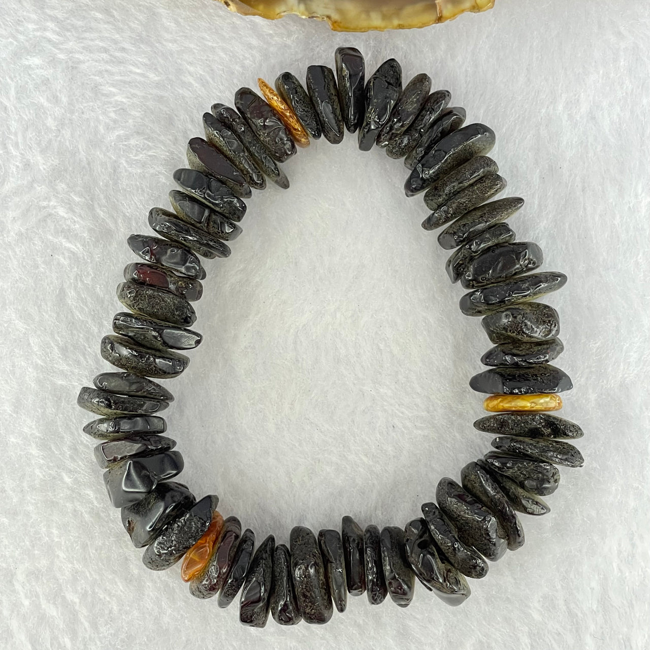 Natural Blood with Butterscotch Amber Irregular Beads Bracelet 23.06g 18.5cm 14.9 by 11.6 by 6.1 to 12.0 by 11.0 by 2.7mm 56pcs