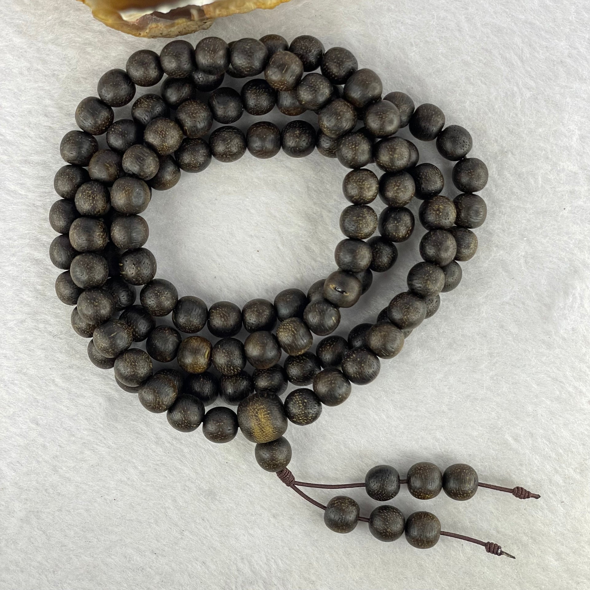 Natural Old Wild Malaysia Agarwood Oval Beads Necklace (Sinking Type) 天然老野生马来西亚沉香手链 38.74g 84cm 8.3mm 108+6 Beads - Huangs Jadeite and Jewelry Pte Ltd