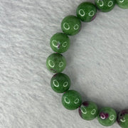 Natural Emerald And Ruby Zoisite Beads Bracelet 35.57g 16.5cm 10.4mm 19 Beads - Huangs Jadeite and Jewelry Pte Ltd