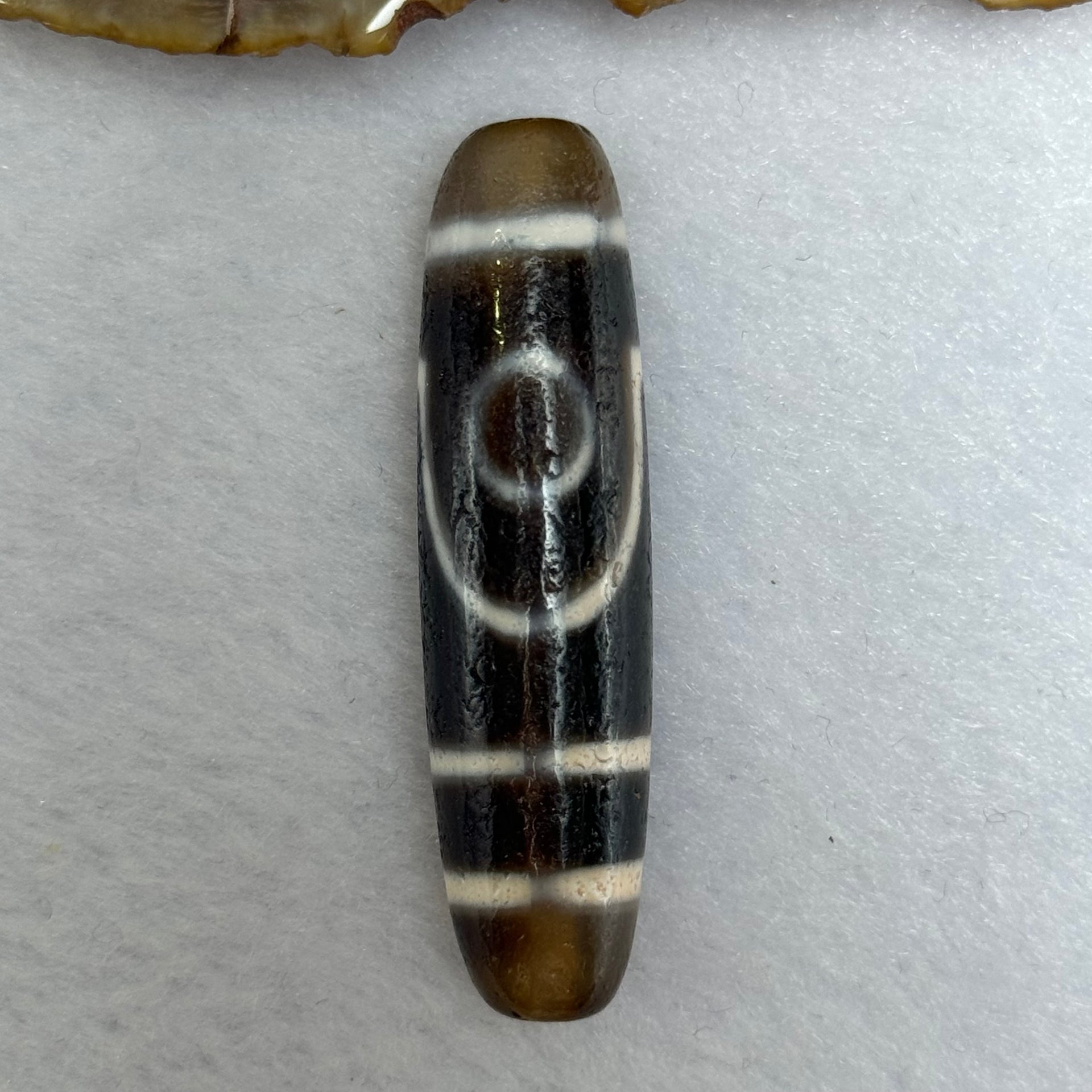 Natural Powerful Tibetan Old Oily Agate 2 Eyes Dzi Bead Heavenly Master (Tian Zhu) 二眼天诛 11.66g 48.0 by 12.6mm - Huangs Jadeite and Jewelry Pte Ltd