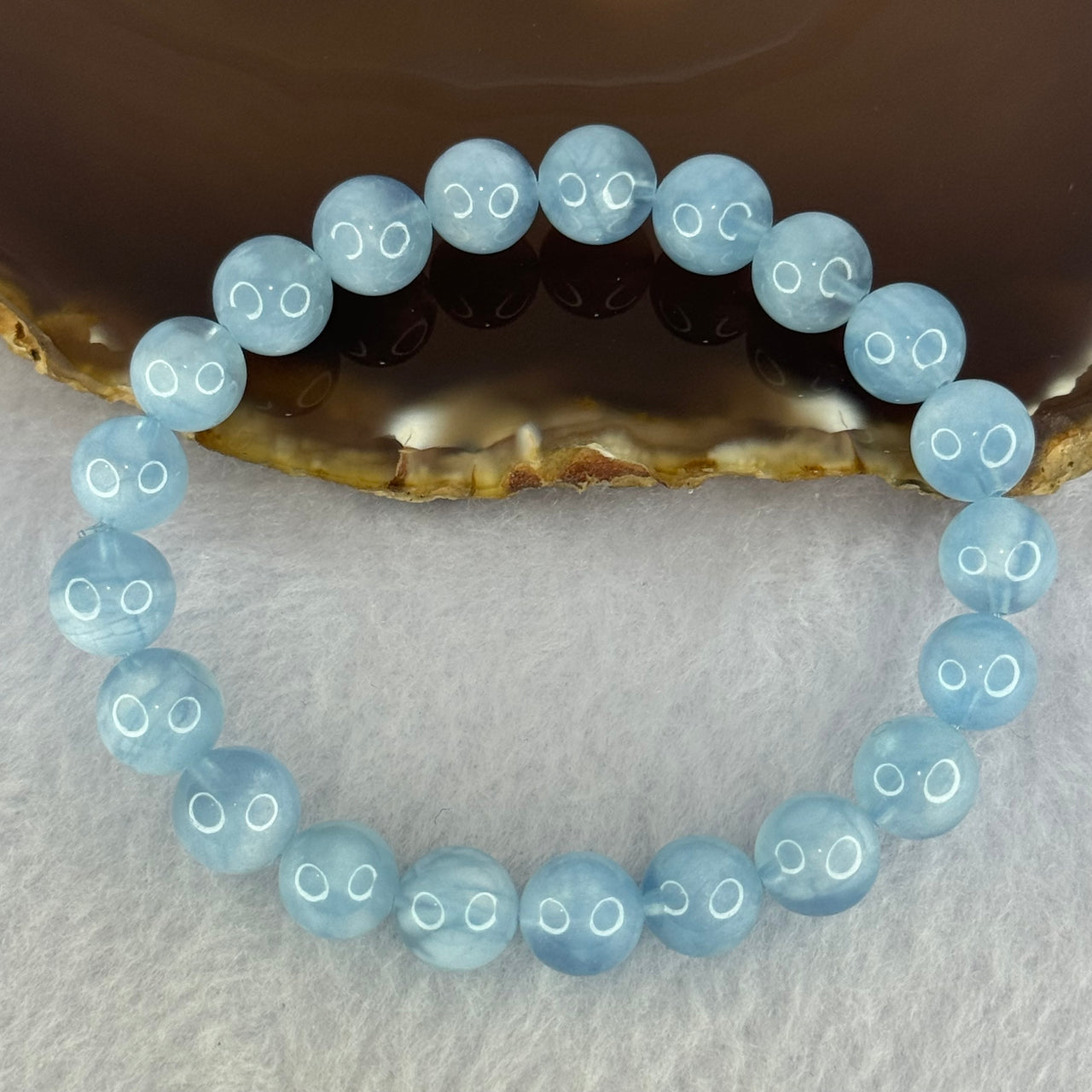 Natural Aquamarine Beads Bracelet 23.56g 16.5cm 9.4mm 21 Beads