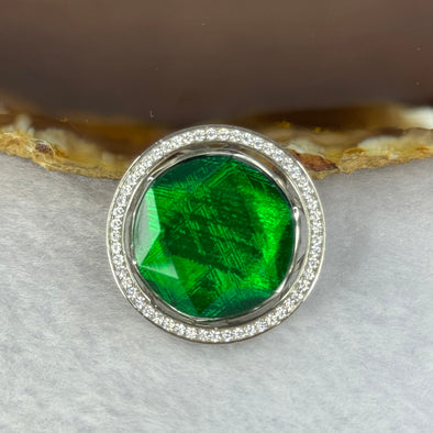 Natural Meteorite in Green Color Rotating Charm in S925 Silver with Crystals for Bracelet / Necklace 10.25g 19.7 by 3.5mm - Huangs Jadeite and Jewelry Pte Ltd