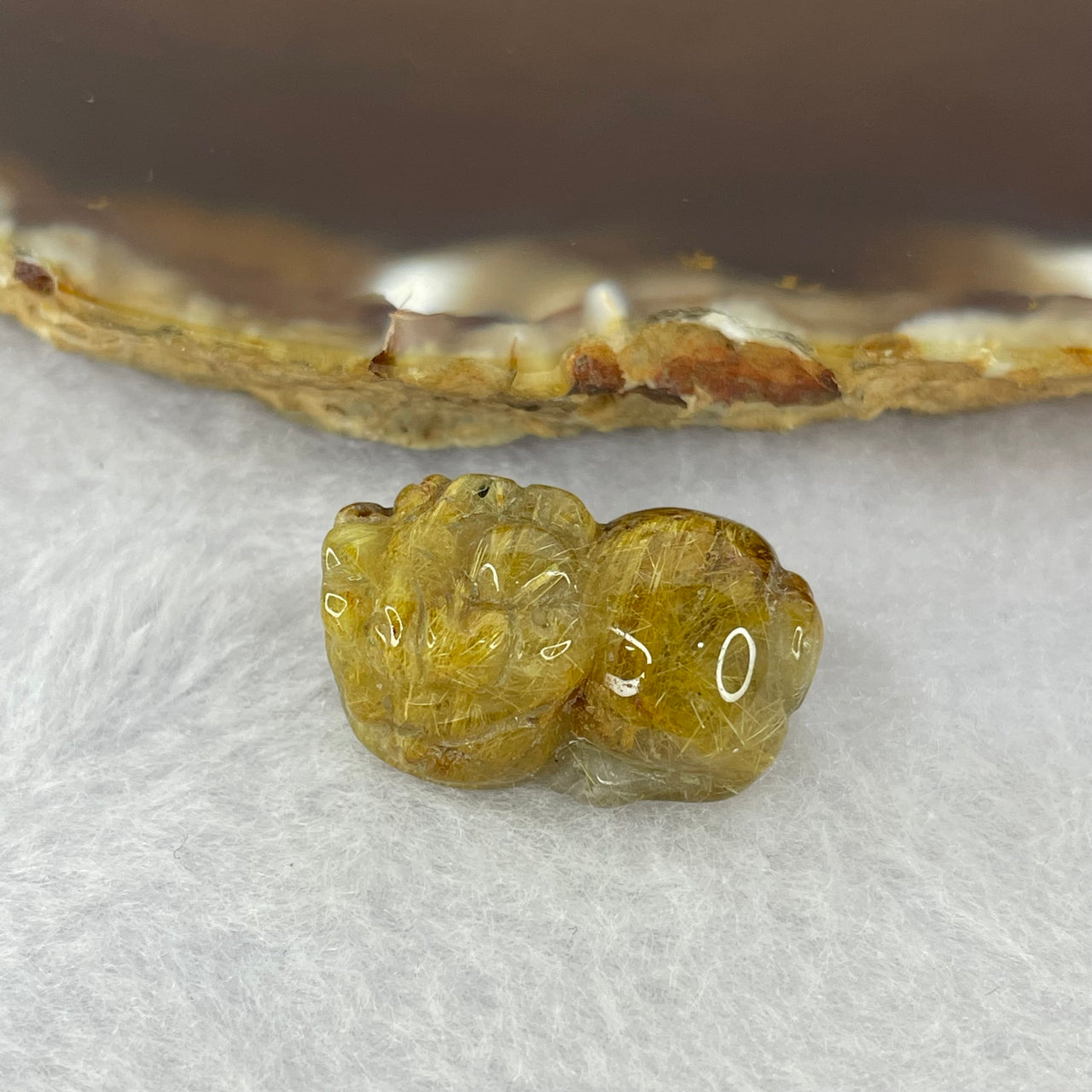 Above Average Grade Natural Golden Rutilated Quartz Pixiu Charm for Bracelet 天然金发水晶貔貅 5.57g 22.3 by 13.5 by 10.8mm - Huangs Jadeite and Jewelry Pte Ltd