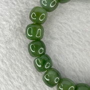 Natural Green Nephrite Bracelet 31.96g 9.9 mm 19 Beads - Huangs Jadeite and Jewelry Pte Ltd