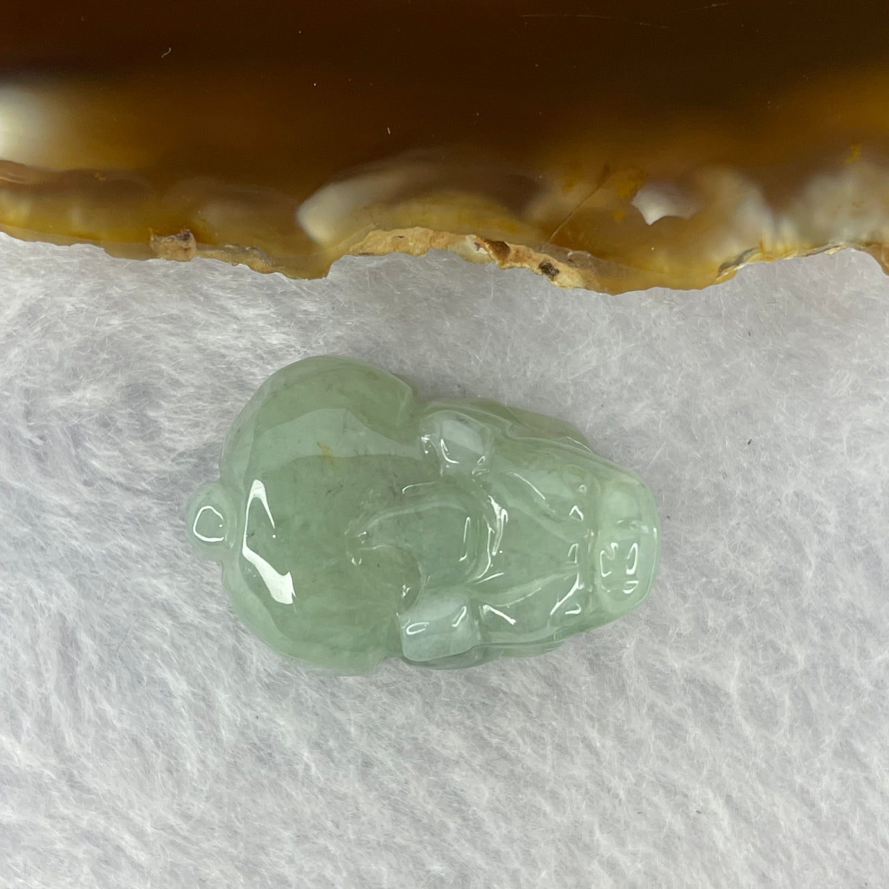 Type A Jelly Light Green Jadeite Pixiu Pendent A货浅绿色翡翠貔貅牌 9.08g 24.0 by 16.8 by 12.2 mm - Huangs Jadeite and Jewelry Pte Ltd