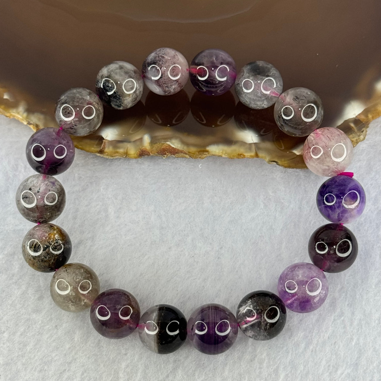 Natural Super 7 Beads Bracelet 35.04g 17cm 11.4mm 18 Beads