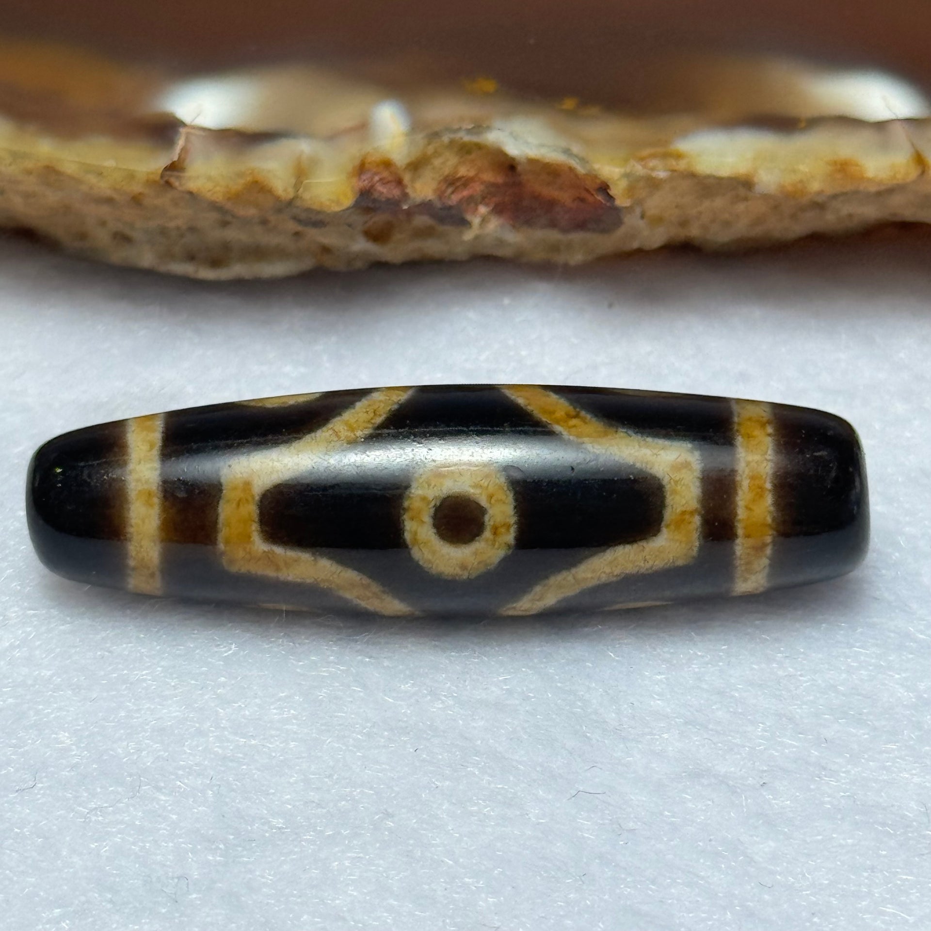 Natural Powerful Tibetan Old Oily Agate 6 Eyes Dzi Bead Heavenly Master (Tian Zhu) 六眼天诛 6.61g 39.2 by 10.7mm - Huangs Jadeite and Jewelry Pte Ltd