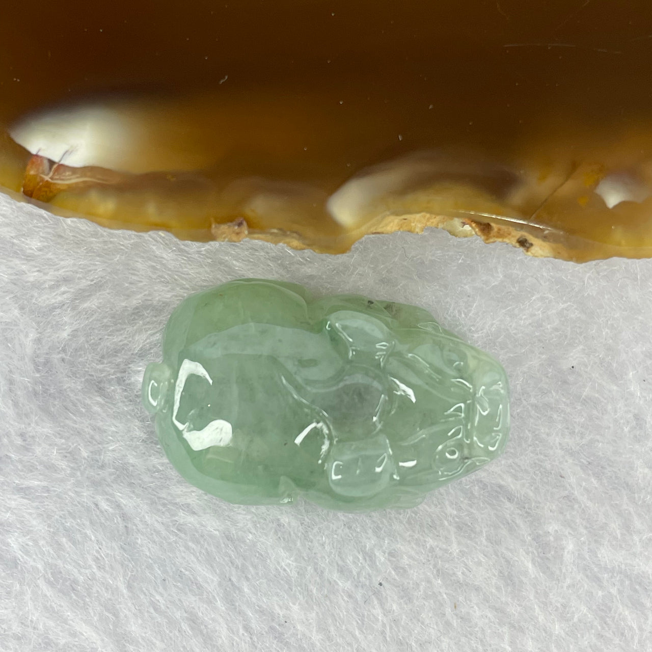 Type A Jelly Blueish Green Jadeite Pixiu Pendent A货蓝绿色翡翠貔貅牌 7.06g 23.7 by 15.1 by 9.9 mm - Huangs Jadeite and Jewelry Pte Ltd