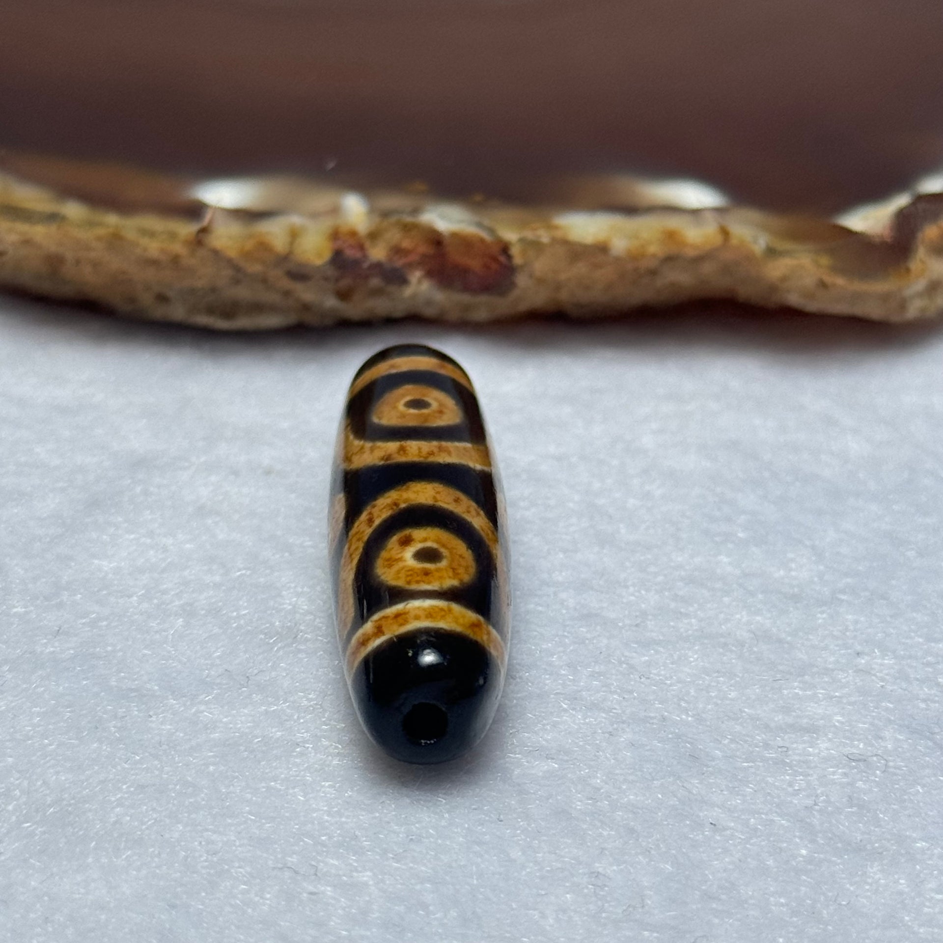 Natural Powerful Tibetan Old Oily Agate 6 Eyes Dzi Bead Heavenly Master (Tian Zhu) 六眼天诛 7.46g 38.1 by 11.4mm - Huangs Jadeite and Jewelry Pte Ltd